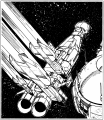 An Aegis docked with a space station from BattleSpace sourcebook